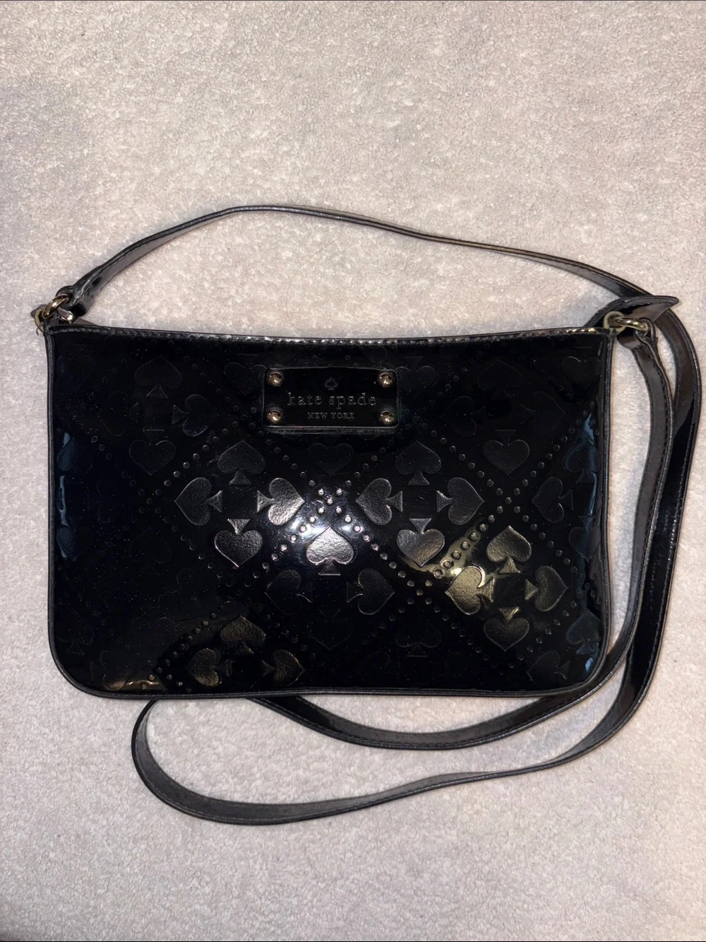 Kate Spade Beale Street Toni Embossed Black Patent PVC Crossbody Bag